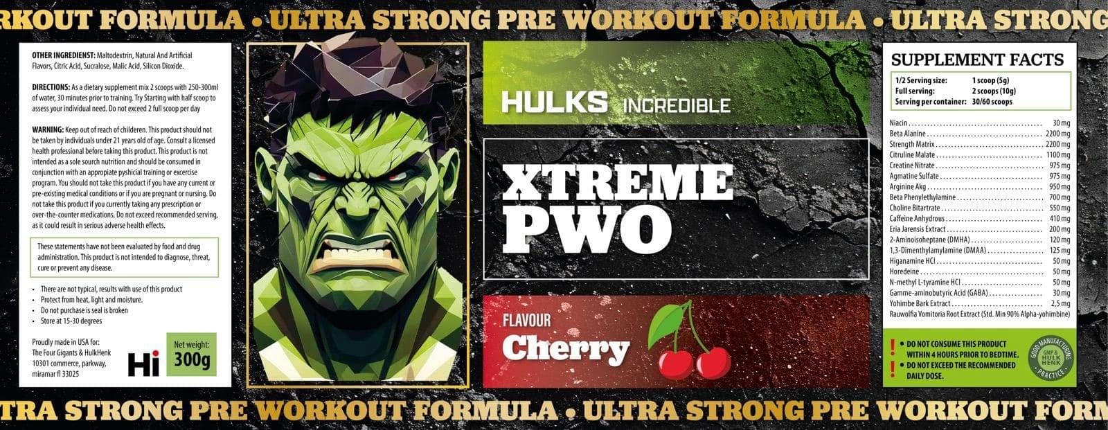 Hulks Incredible PWO 300g Kirschgeschmack Etikettengrafik