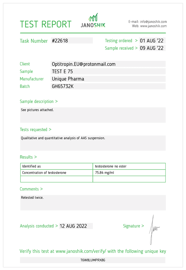 Unique Pharma Testosteron Suspension 75mg - Bild 2