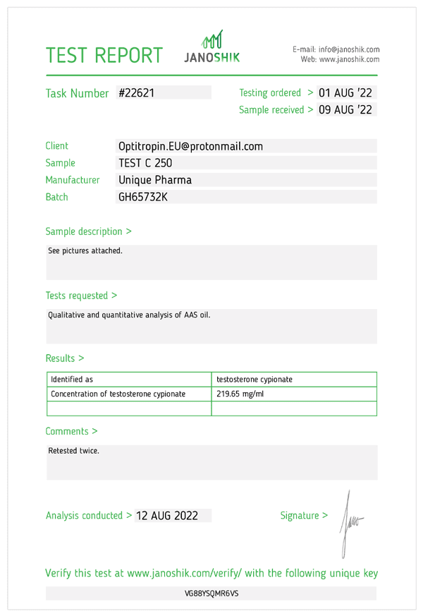 Unique Pharma Testosteron Cypionate 250mg - Bild 2