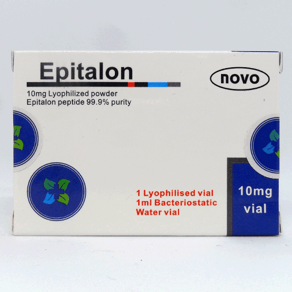 Novo Epitalon 10mg Peptid-Produktbox mit Bac Wasser