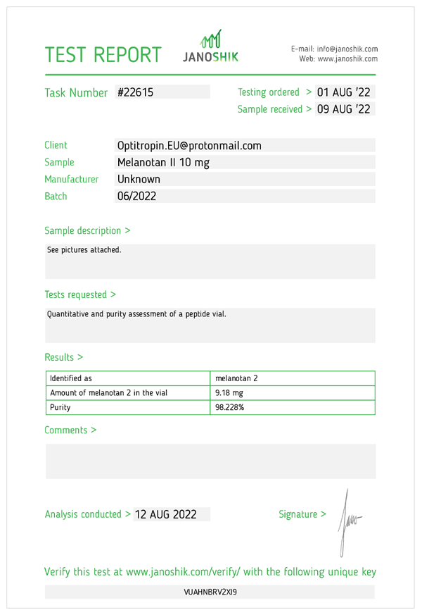 Testbericht Novo Melanotan 2 10mg Qualität